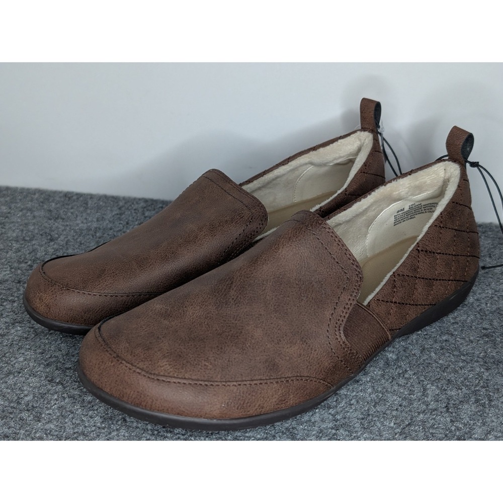 JSport Lisa slip on shoes women's size 8 brown comfort flats memory foam NWT‎
